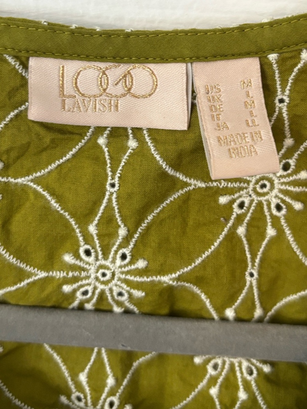 LOGO Lavish by Lori Goldstein Shiffli Mix Swing Jacket Green and Cream Medium - Picture 3 of 7